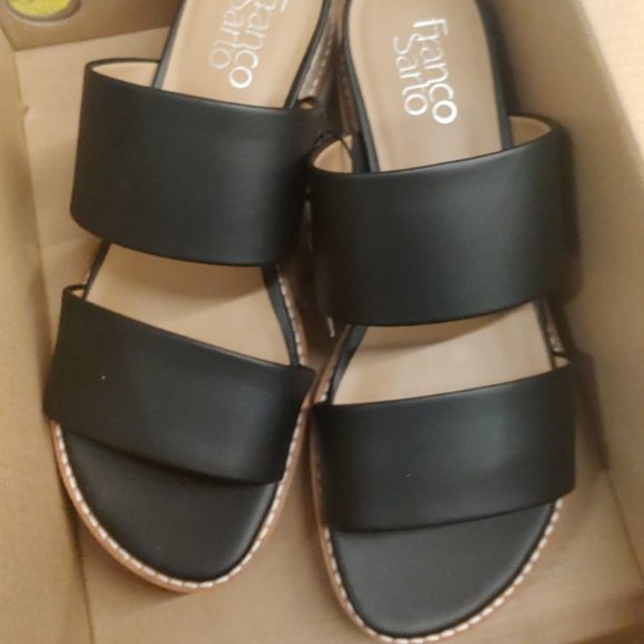 Franco Sarto Women's Black Slip-On Strap Sandals - Picture 7 of 9